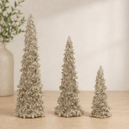 Glittered Pine Tree (Set of 3)
