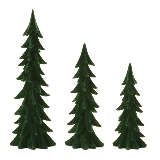 Velvet Pine Tree (Set of 3) -Ship Only