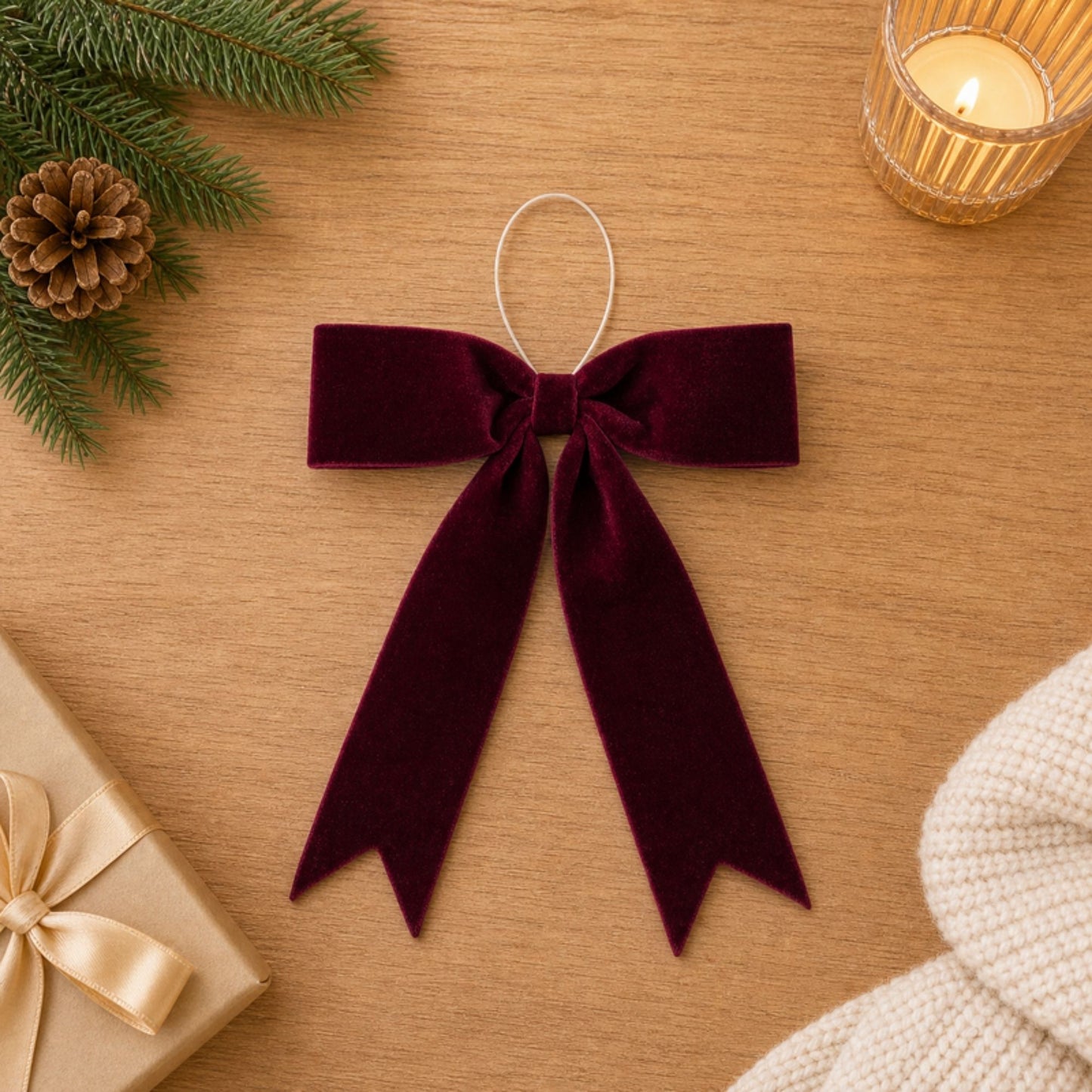 Burgandy Red Holiday Bow (Set of 2)