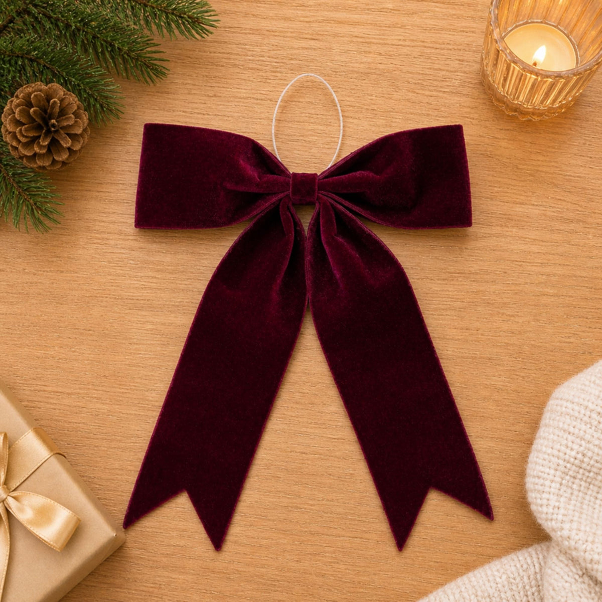 Burgandy Red Holiday Bow (Set of 2)