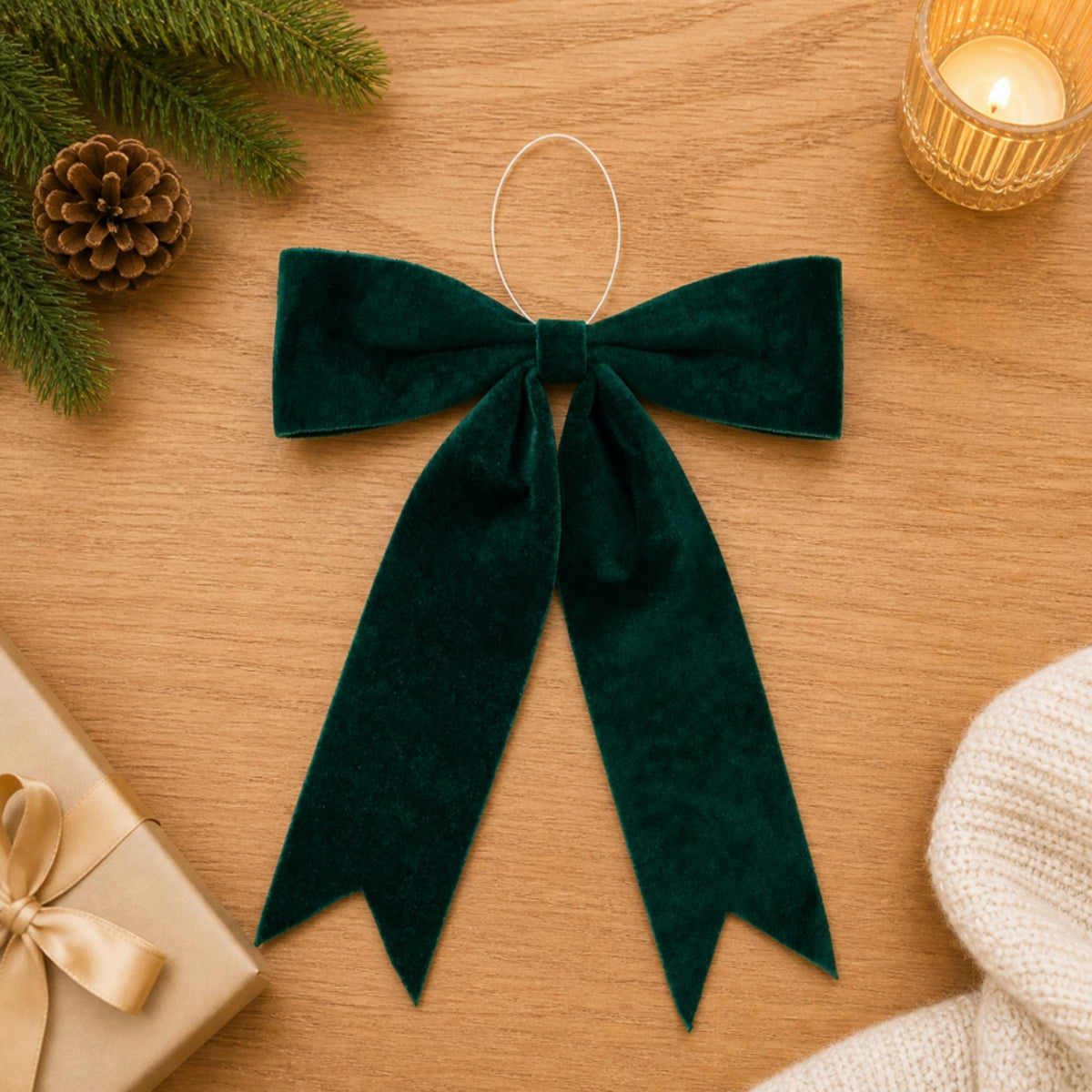 Emerald Green Holiday Bow (Set of 2)