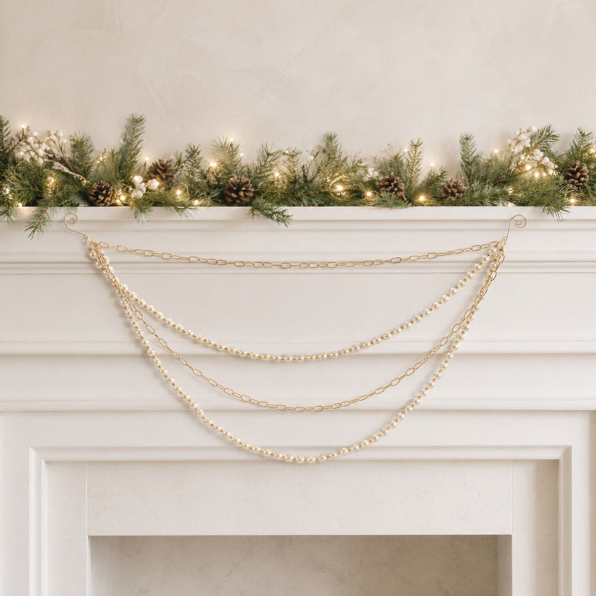 Pearl Bead and Chain Link Garland (Set of 2)