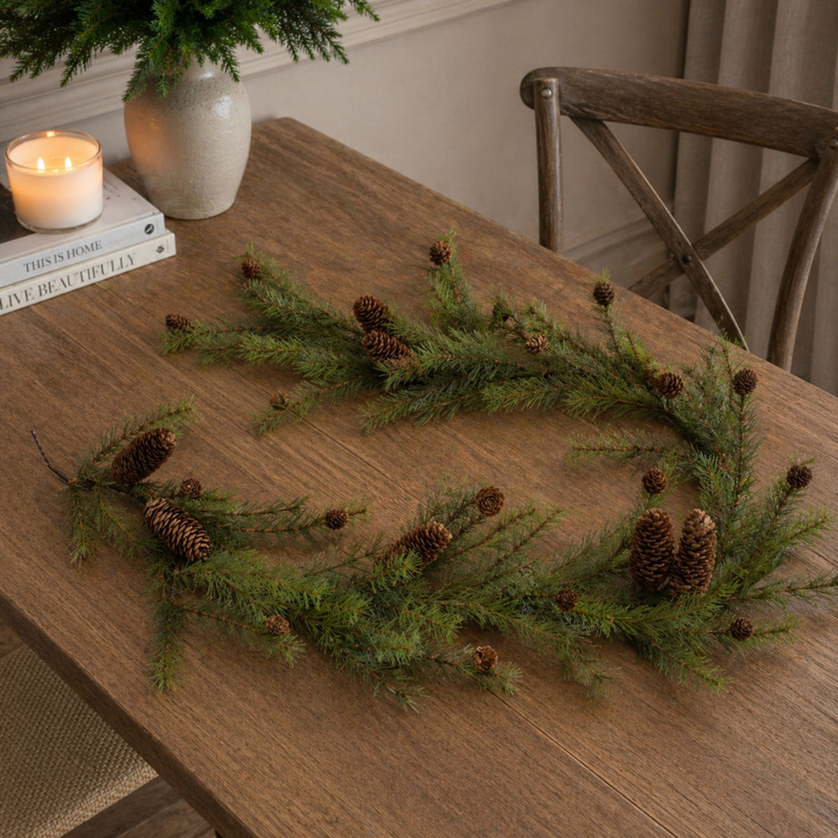 Pine and Pinecone Garland 6'L -Ship Only