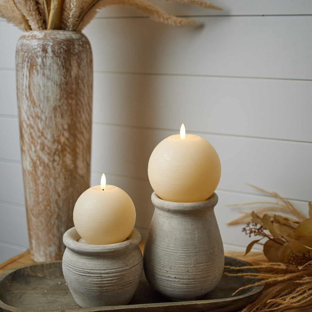 FIA Wick Ivory Round Candle (Set of 2) -Ship Only