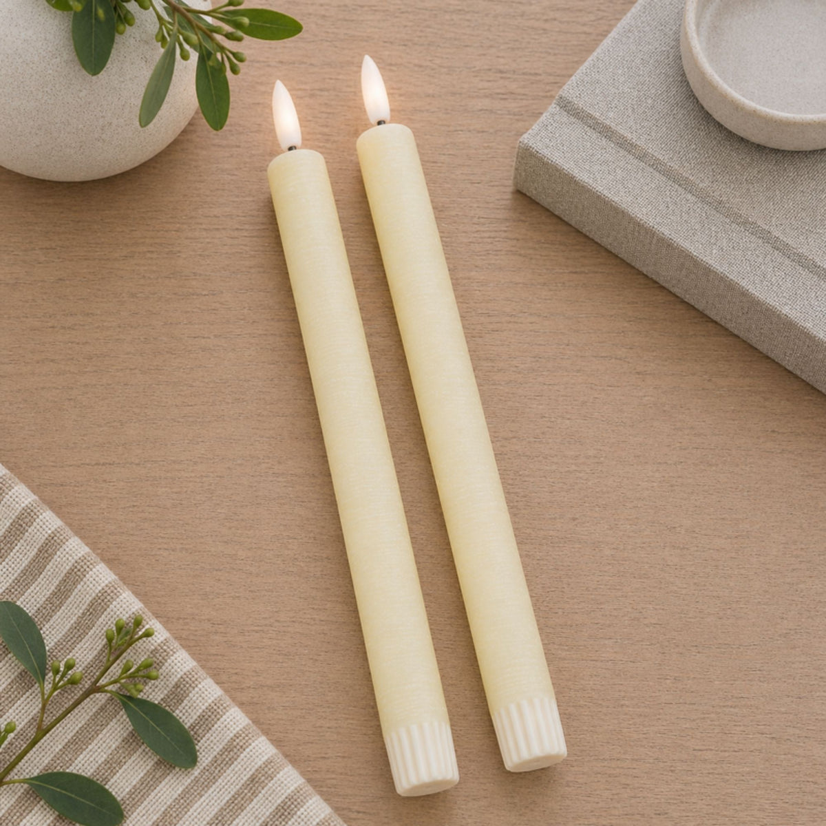 FIA Wick Ivory Taper Candle (Set of 2) -Ship Only