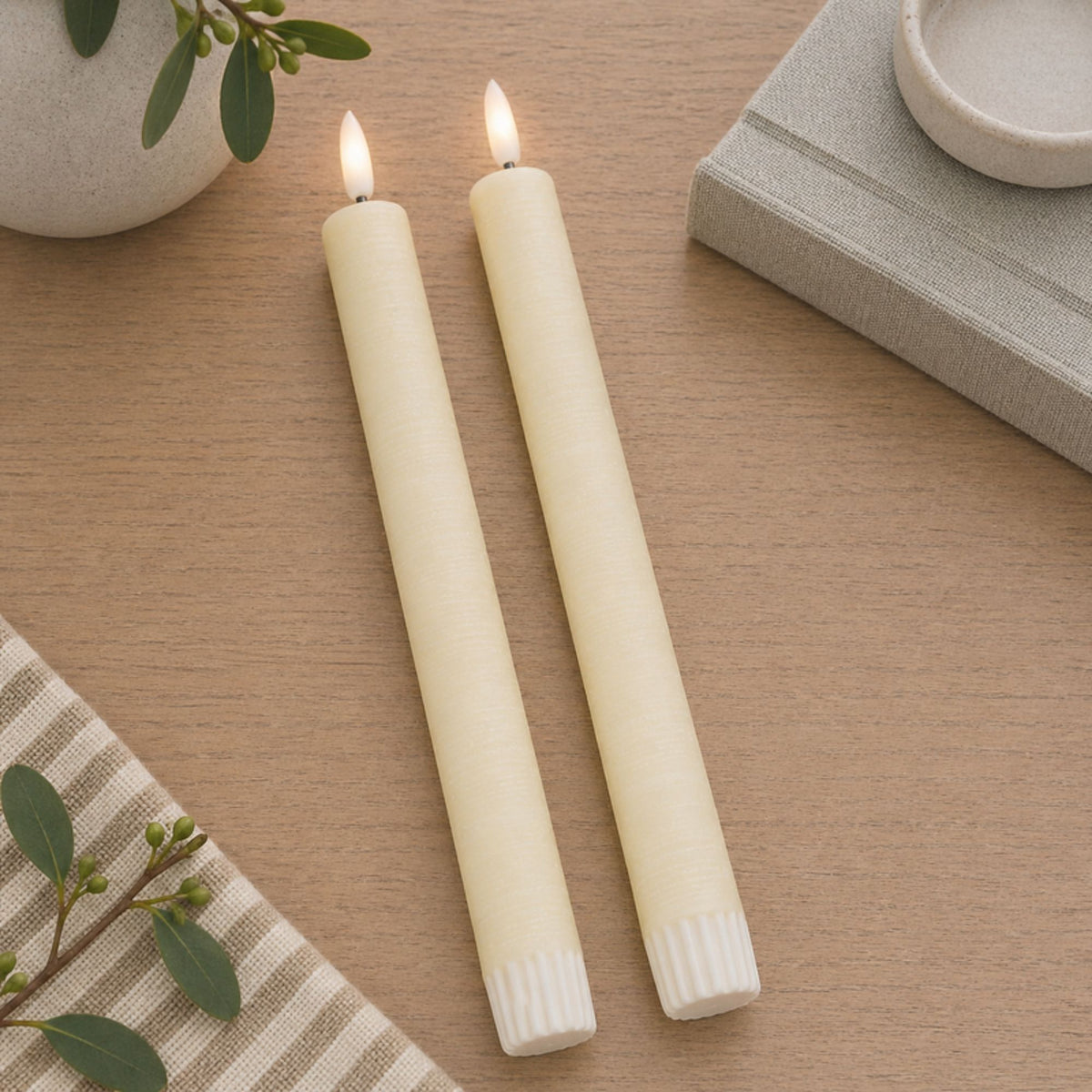 FIA Wick Ivory Taper Candle (Set of 2) -Ship Only