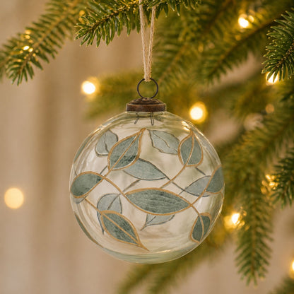 Leaf Etched Ball Ornament (Set of 4)