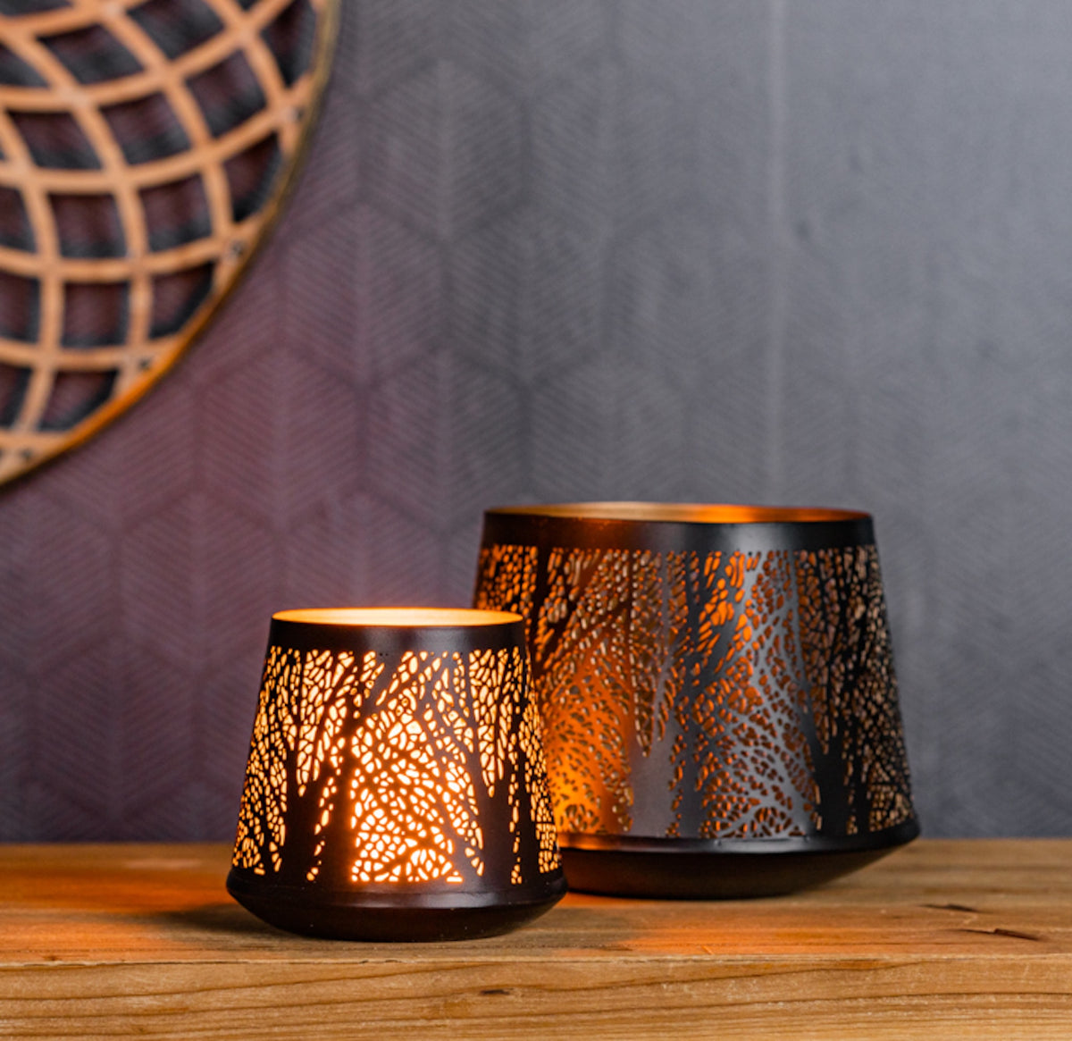 Tapered Punched Metal Candle Holder (Set of 4) -Ship Only