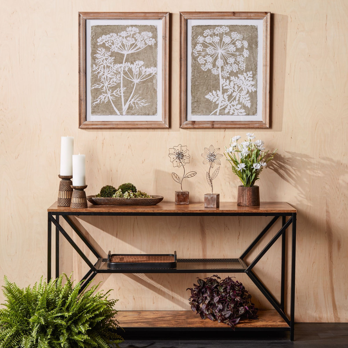 Framed Queen Anne's Lace and Fern Wall Art (Set of 2) -Ship Only
