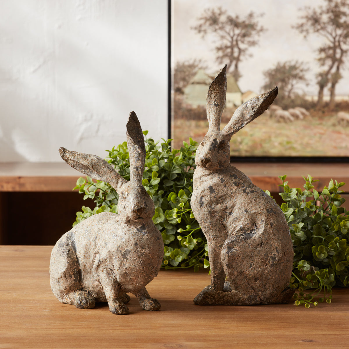 Weathered Rabbit Statue (Set of 2) -Ship Only