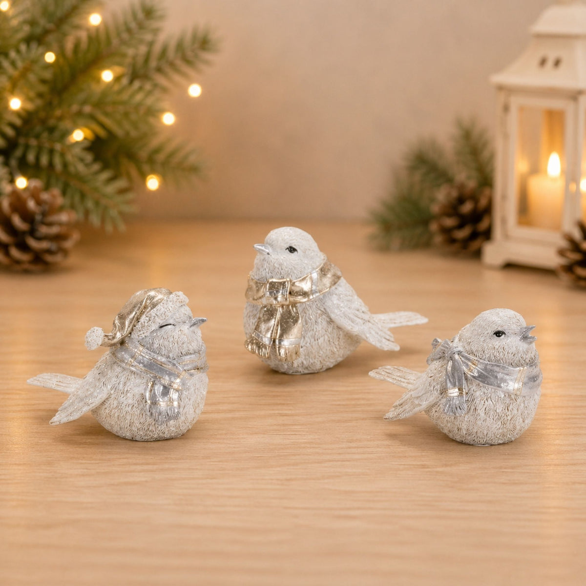 Glittered Winter Bird with Scarf (Set of 6) -Ship Only