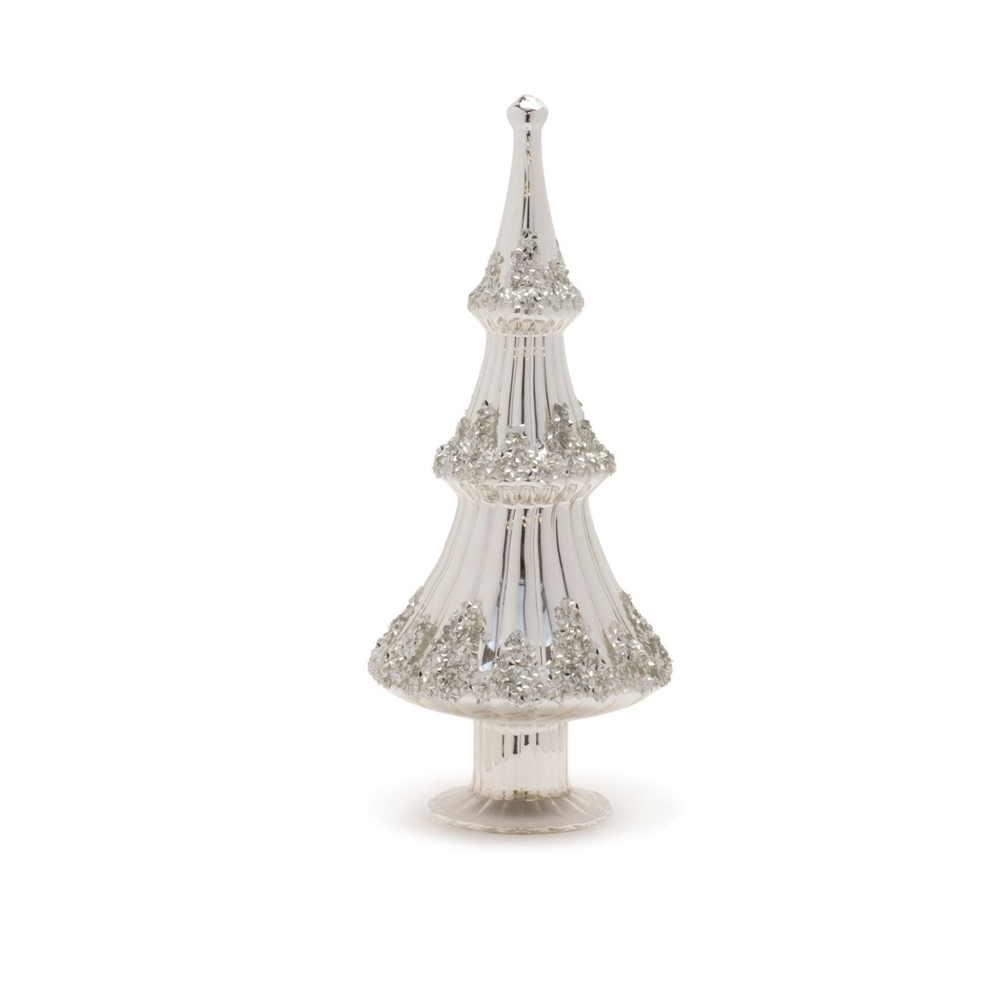 Silver Beaded Glass Holiday Tree (Set of 2) -Ship Only