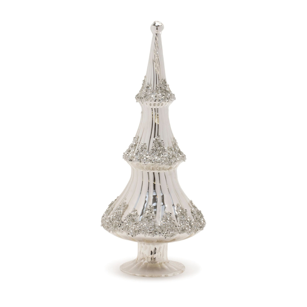 Silver Beaded Glass Holiday Tree (Set of 2) -Ship Only