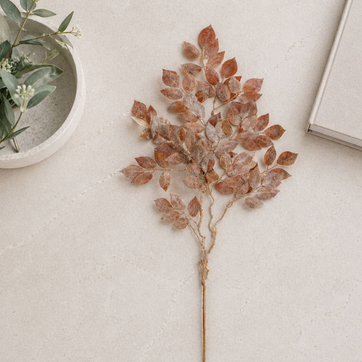 Glittered Velvet Leaf Spray (Set of 2) -Ship Only
