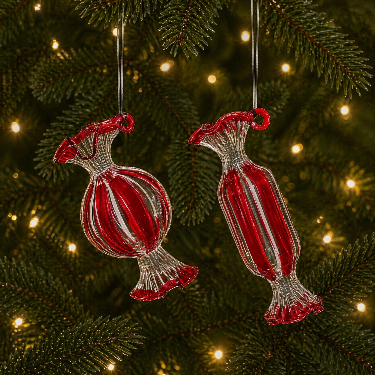 Glass Peppermint Candy Ornament (Set of 12) -Ship Only