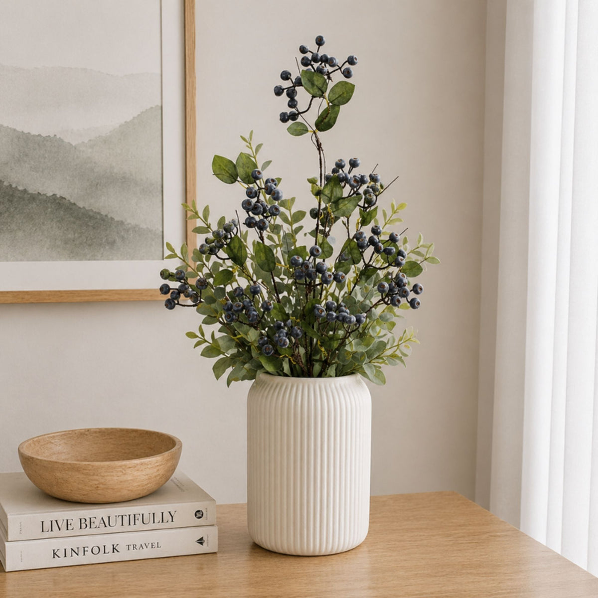 Blue Berry Foliage Spray (Set of 2) -Ship Only