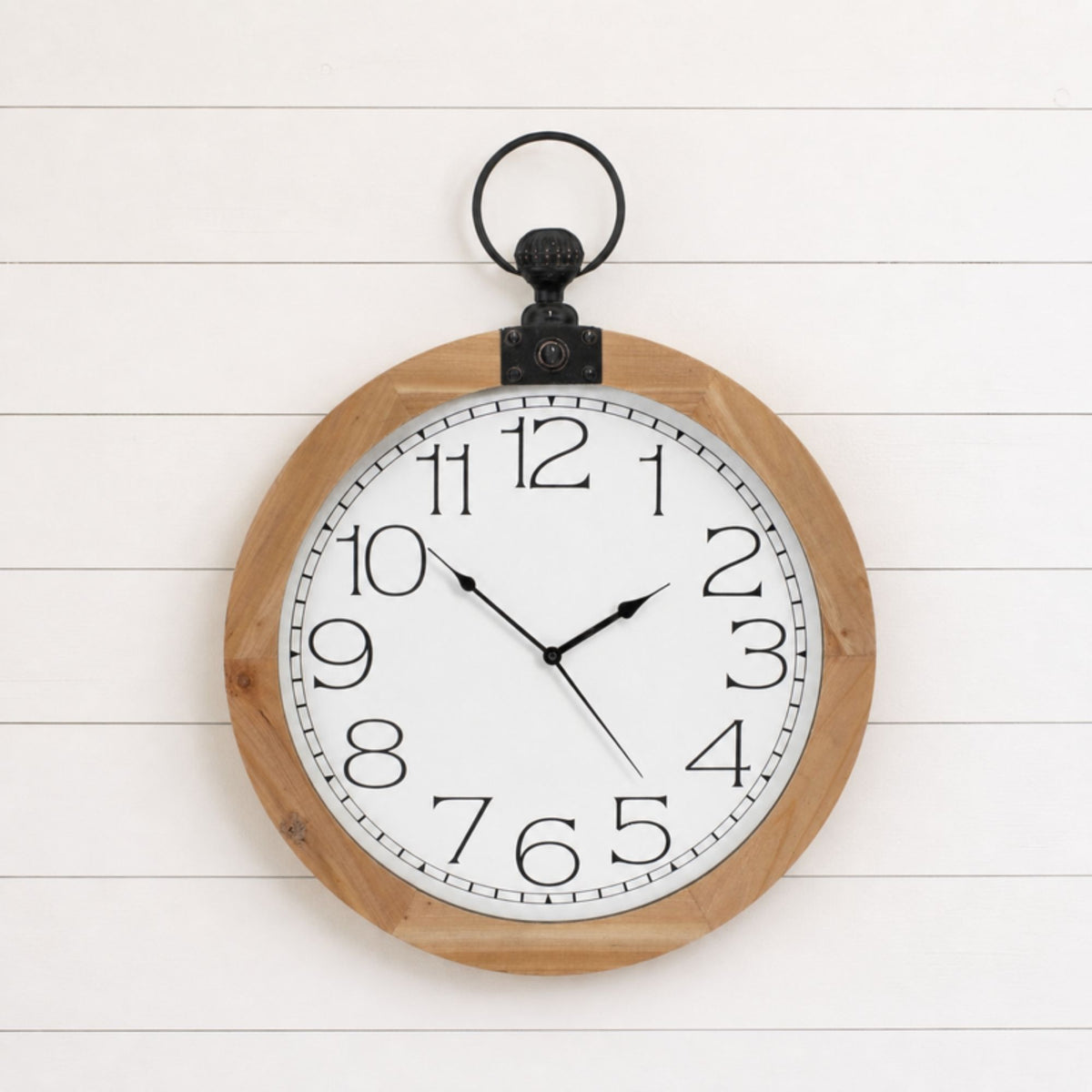 Round Wood Wall Clock Under Glass 23.75"D -Ship Only