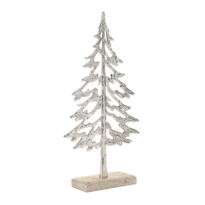 Metal Tree with Wood Base (Set of 2)
