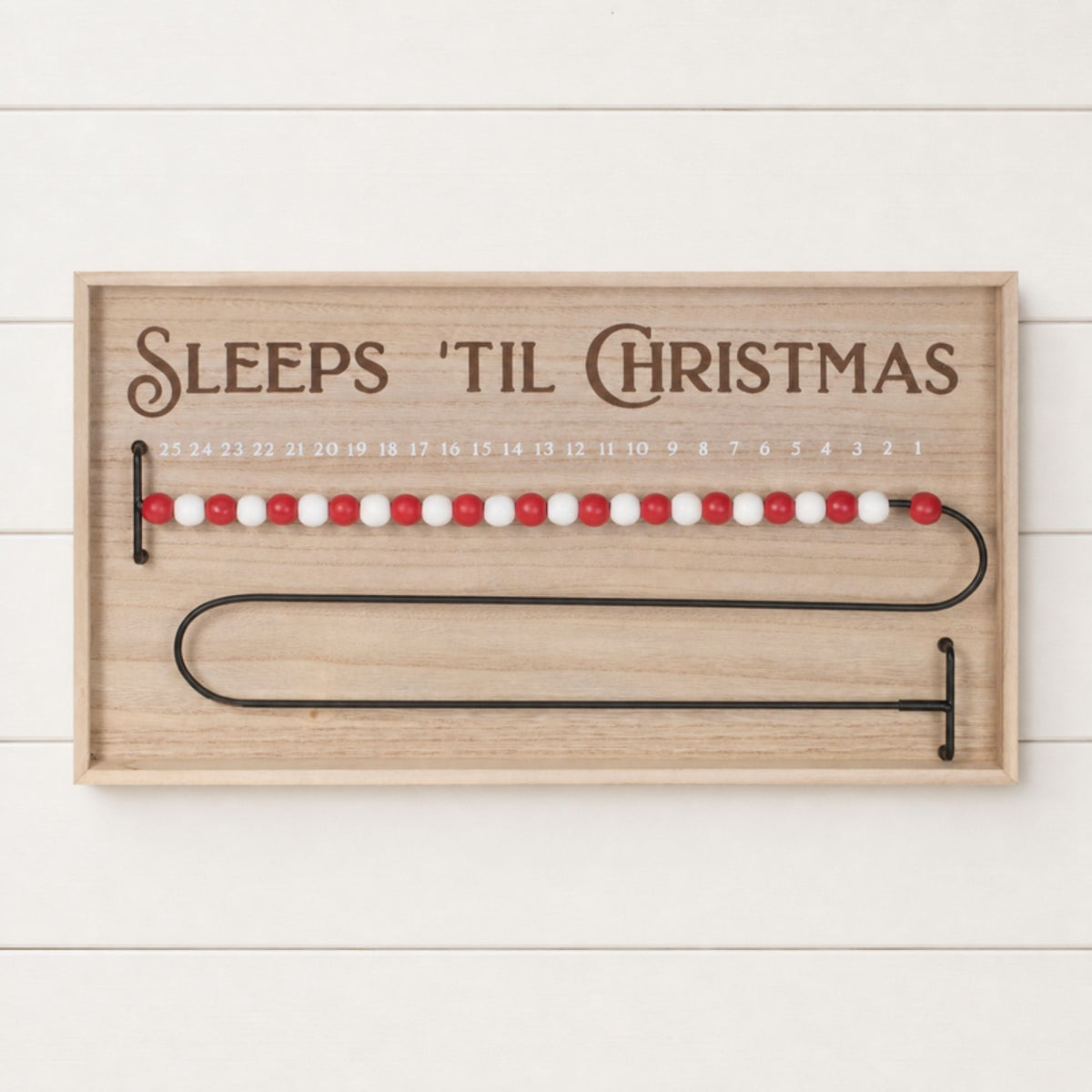 Wood Beaded Christmas Countdown 20"L -Ship Only