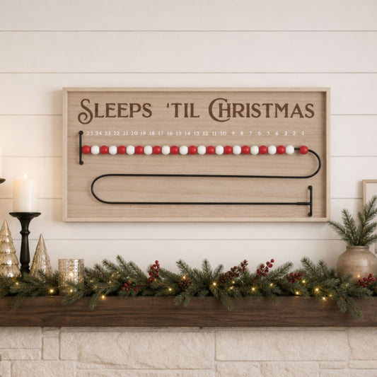 Wood Beaded Christmas Countdown 20"L -Ship Only