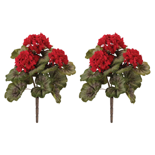 Geranium Bush (Set of 2) 14.5”H Polyester -Ship Only