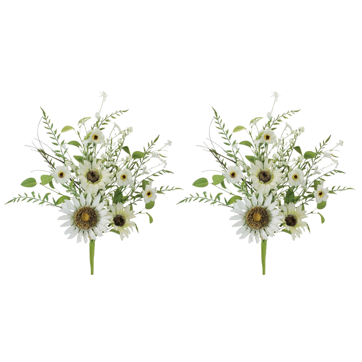 Mixed Sunflower Bush (Set of 2) 23.5”H Polyester/Plastic -Ship Only