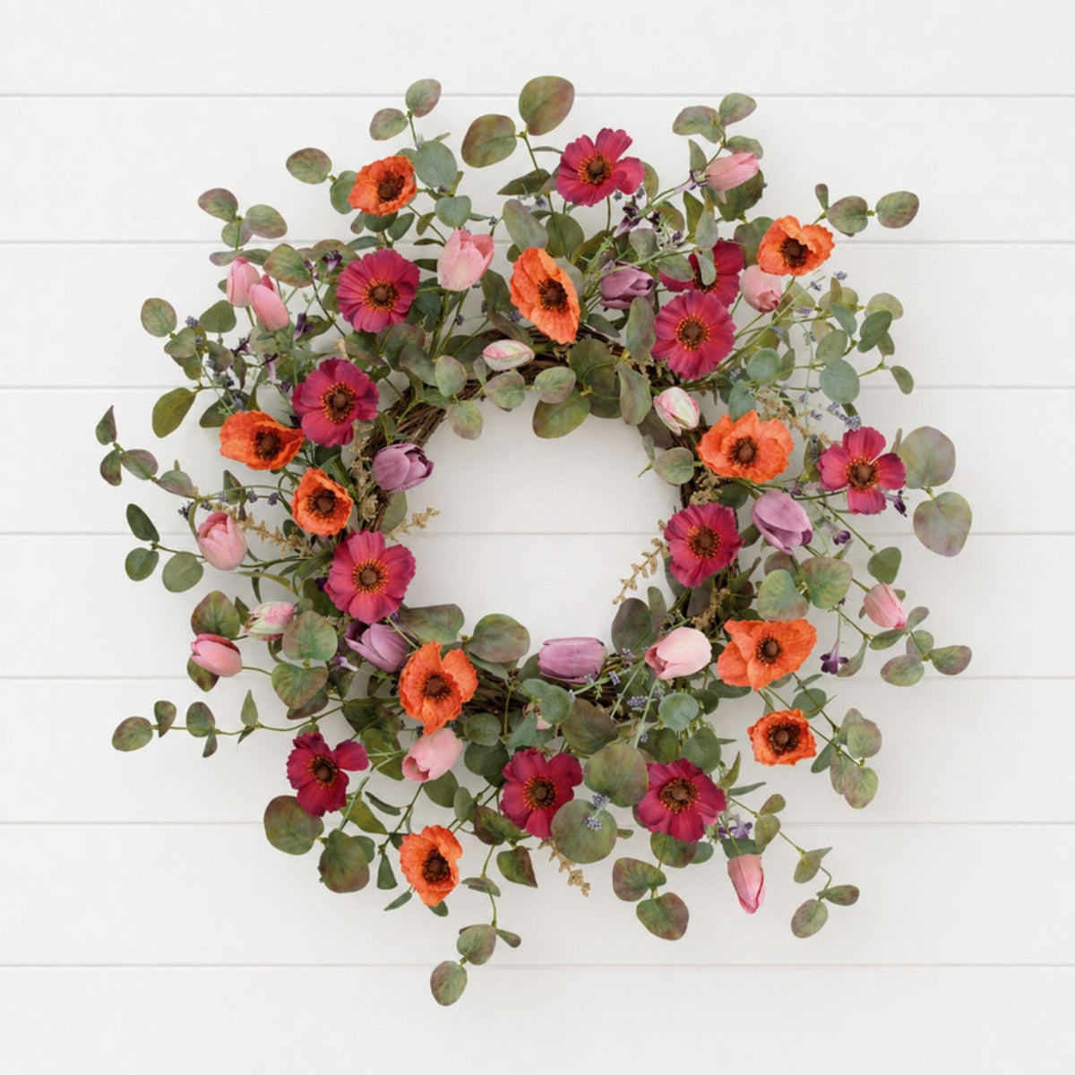 Poppy/Tulip Wreath 22”D Polyester -Ship Only