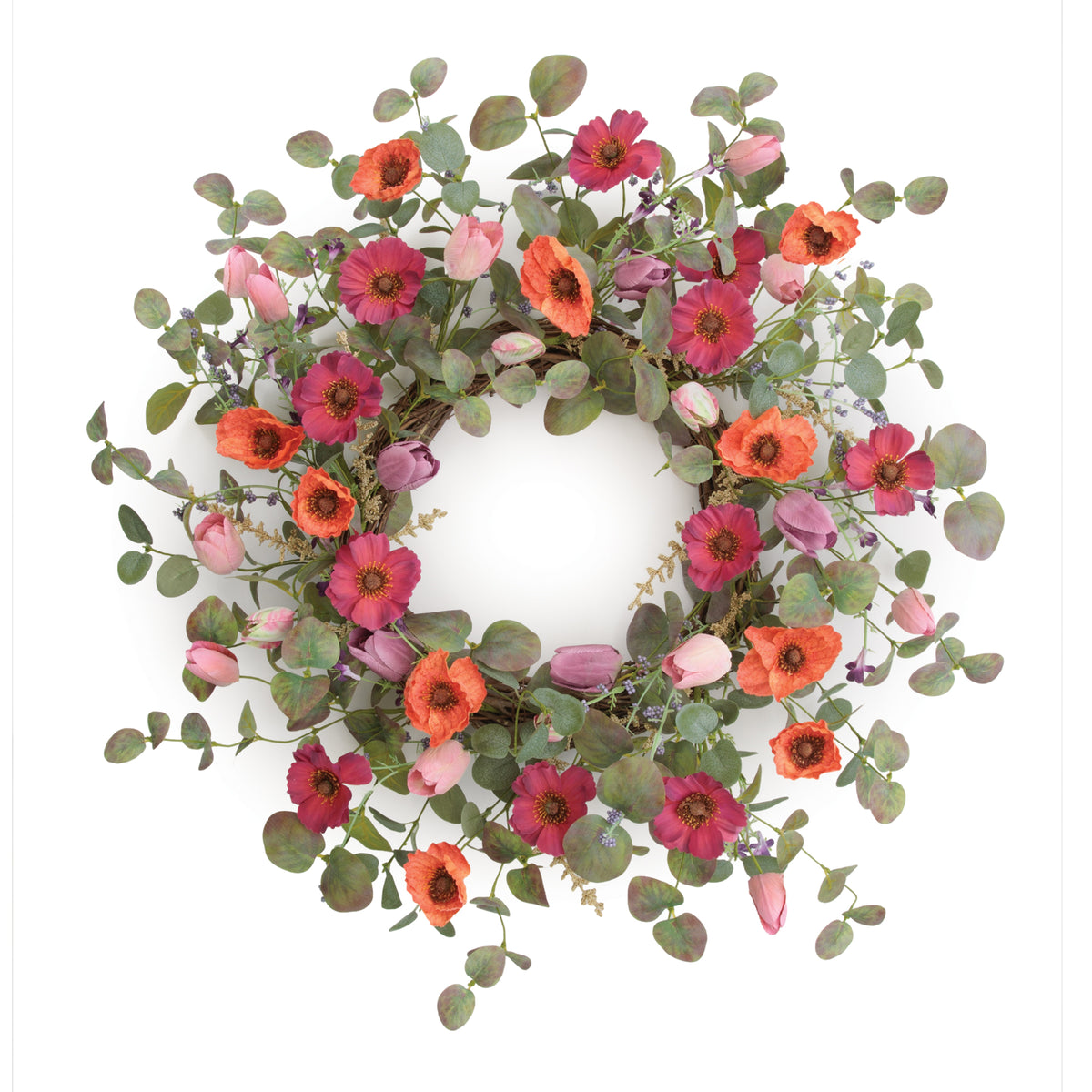 Poppy/Tulip Wreath 22”D Polyester -Ship Only
