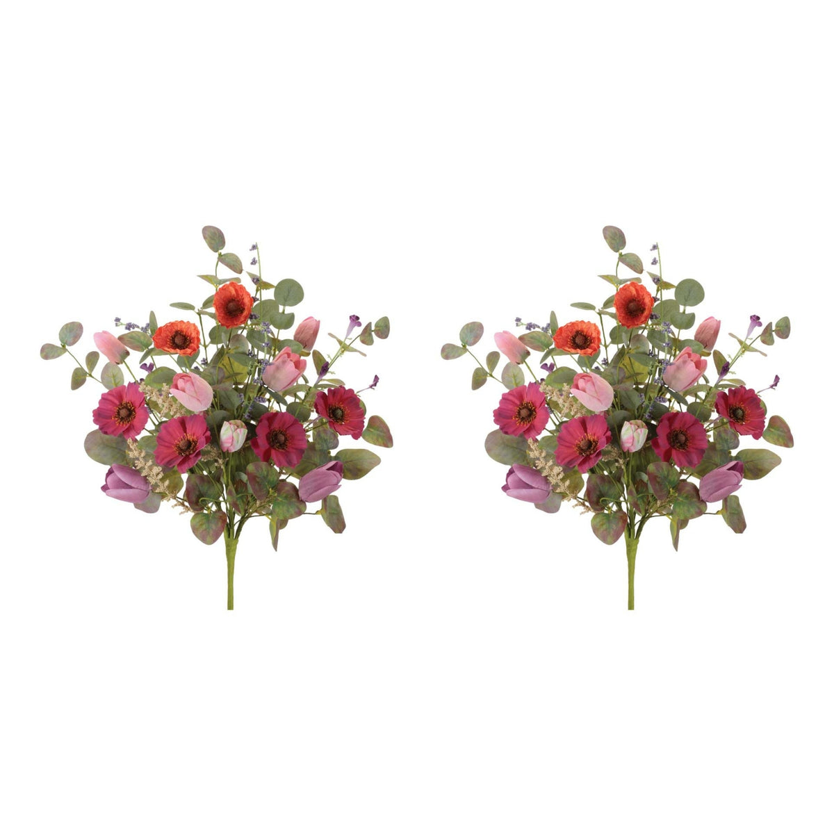 Poppy/Tulip Bush (Set of 2) 17”H Polyester -Ship Only