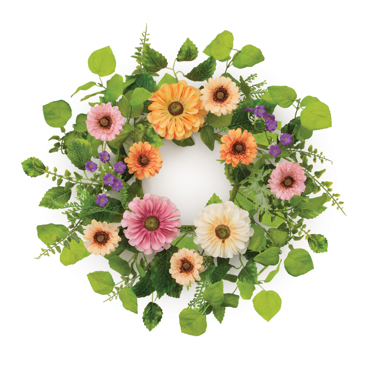 Mixed Zinnia Candle Ring 17"D Polyester (Fits a 6" Candle) -Ship Only