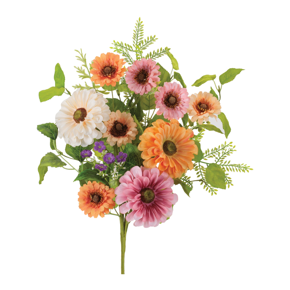 Mixed Zinnia Bush (Set of 2) 20”H Polyester -Ship Only