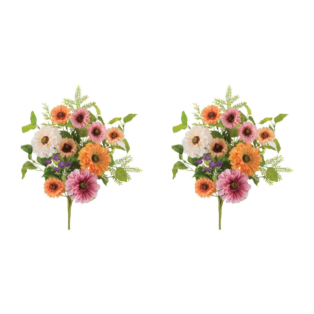 Mixed Zinnia Bush (Set of 2) 20”H Polyester -Ship Only