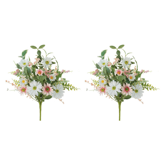Mixed Daisy Bush (Set of 2) 18”H Polyester -Ship Only
