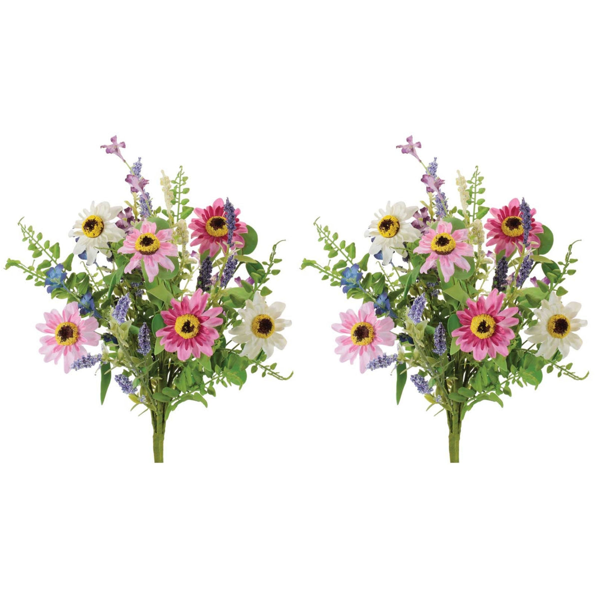 Mixed Floral Bush (Set of 2) 15”H Polyester -Ship Only
