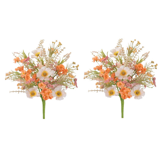 Mixed Floral Bush (Set of 2) 21”H Polyester/Plastic -Ship Only