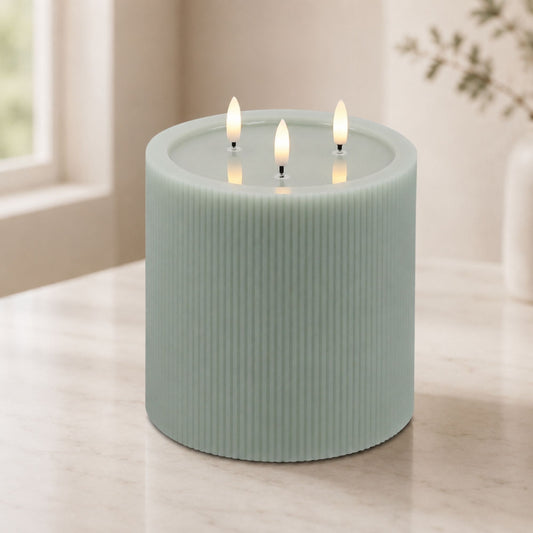 FIA Wick Candle 6"D x 6"H SAGE Wax/Plastic 3 C Batteries Not Included 4 & 8 Hr Timer -Ship Only