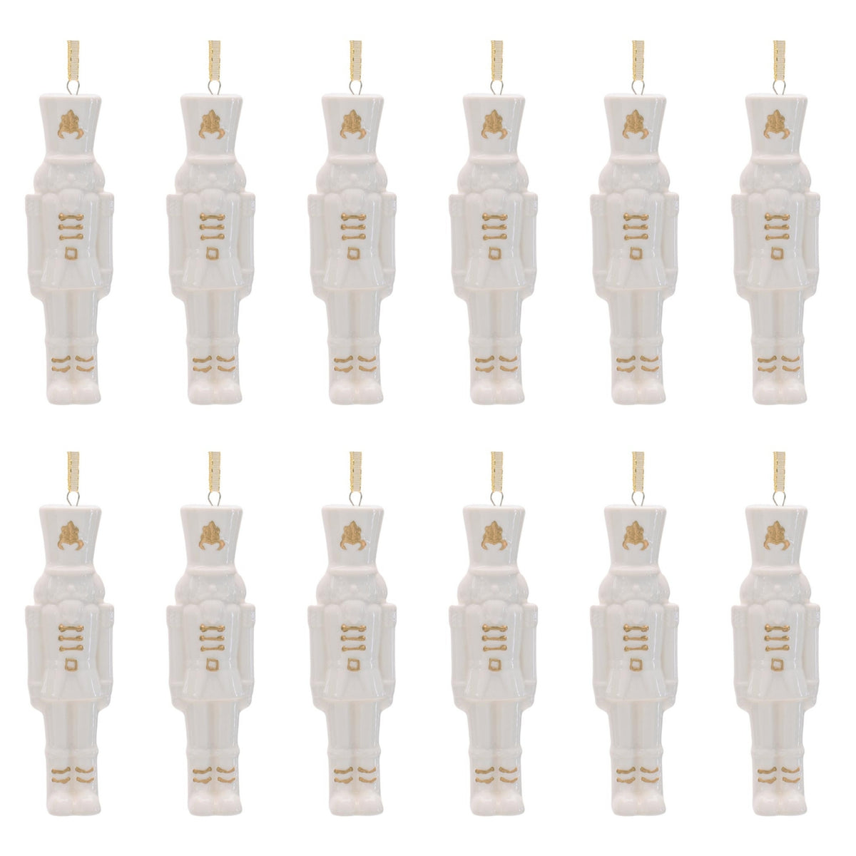 Nutcracker Ornament (Set of 12) 4.25”H Porcelain -Ship Only