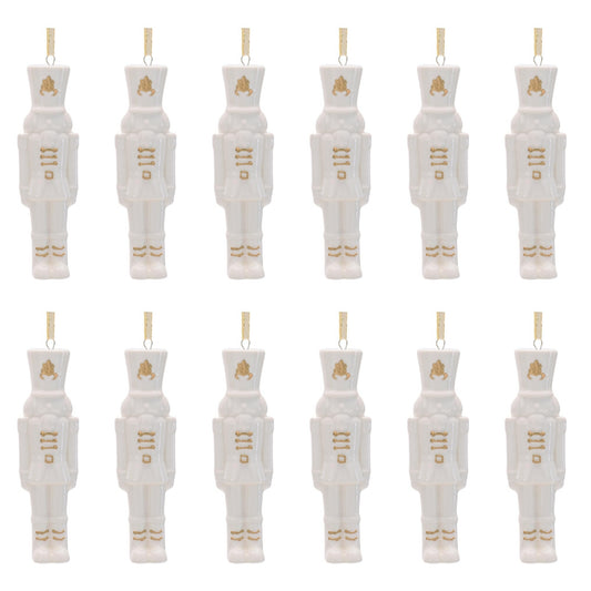 Nutcracker Ornament (Set of 12) 4.25”H Porcelain -Ship Only