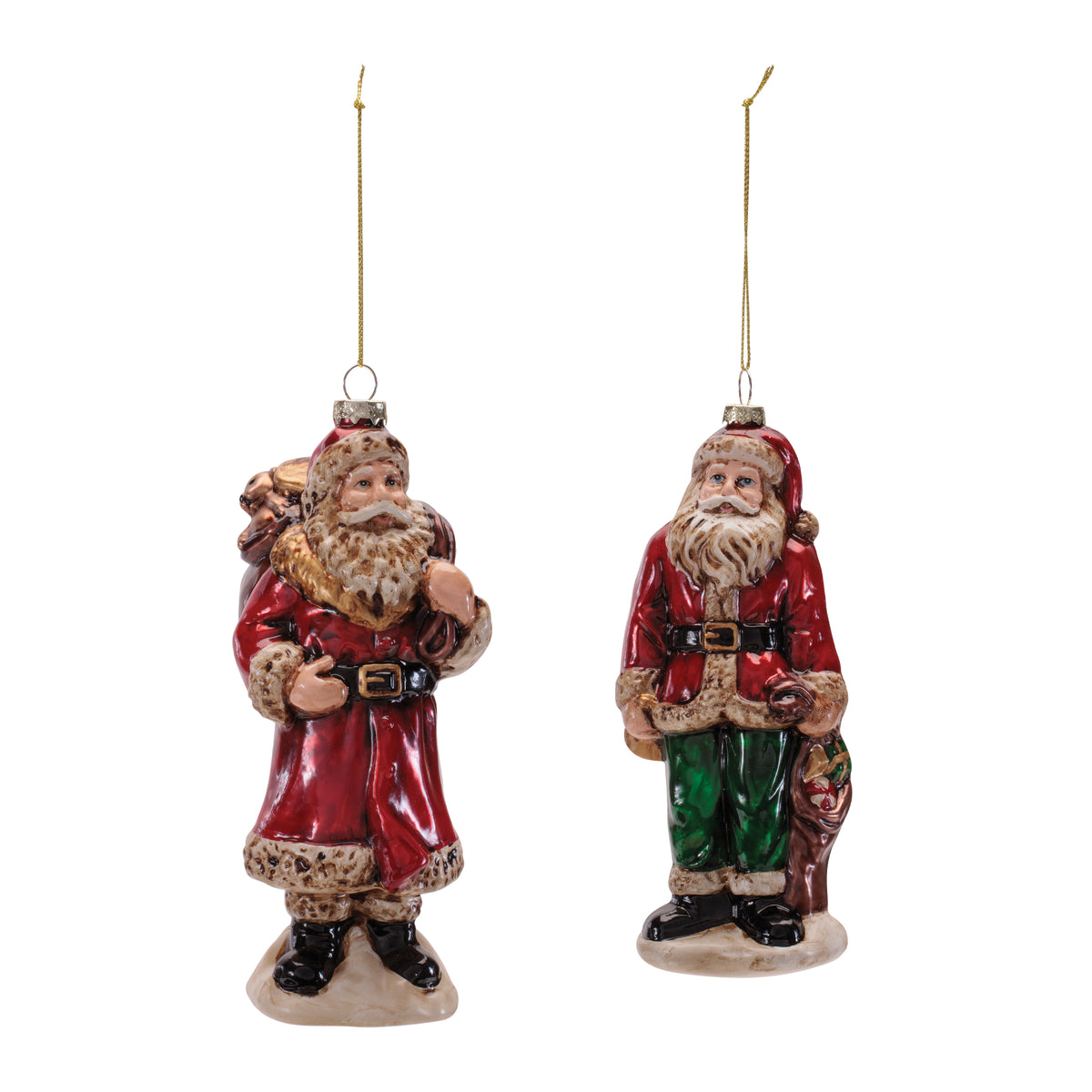 Santa Ornament (Set of 6) 7"H, 7.5"H Glass