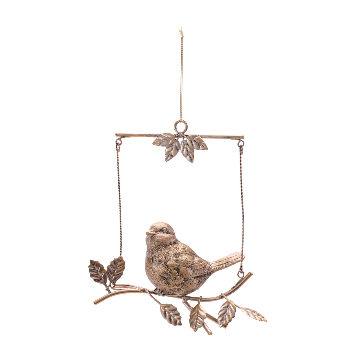 Bird on Branch Ornament (Set of 4) 6”H Resin/Metal -Ship Only
