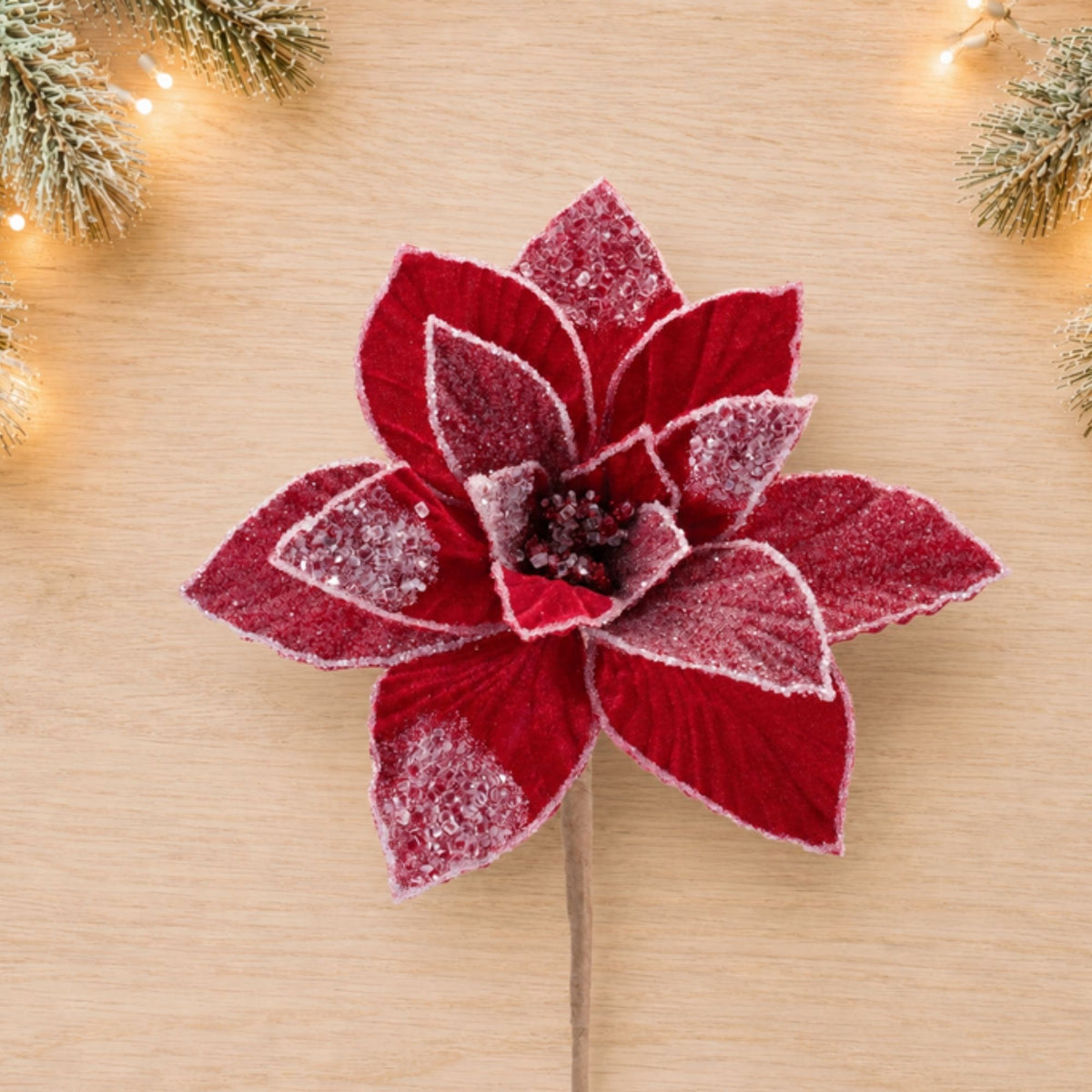 Poinsettia Stem (Set of 2) 23.5”H Polyester -Ship Only