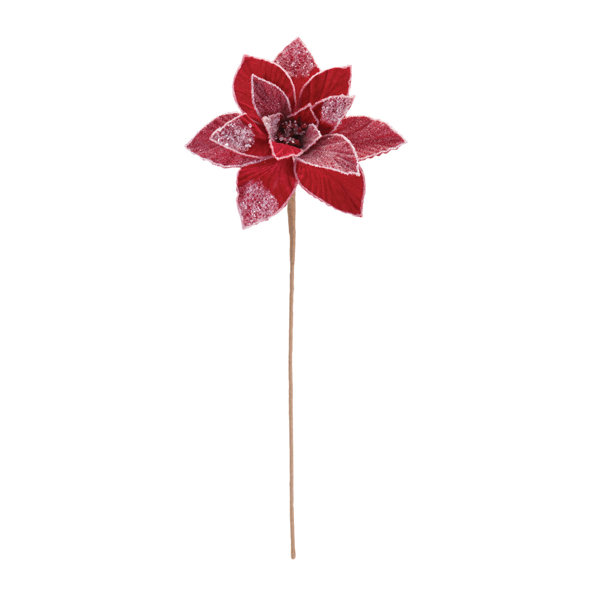 Poinsettia Stem (Set of 2) 23.5”H Polyester -Ship Only
