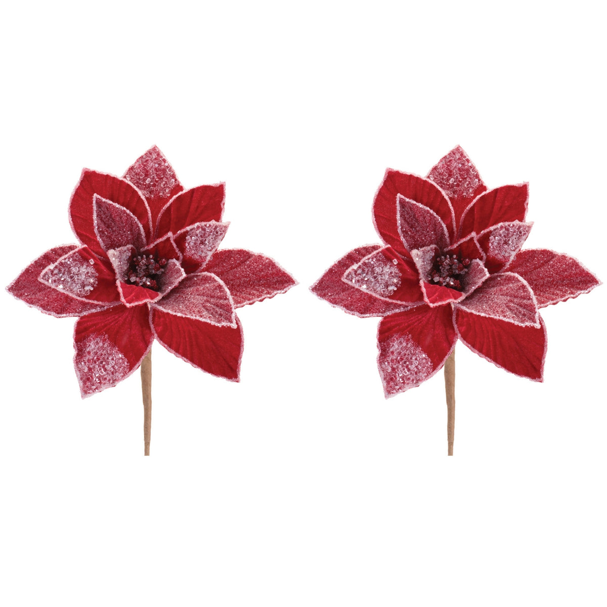 Poinsettia Stem (Set of 2) 23.5”H Polyester -Ship Only