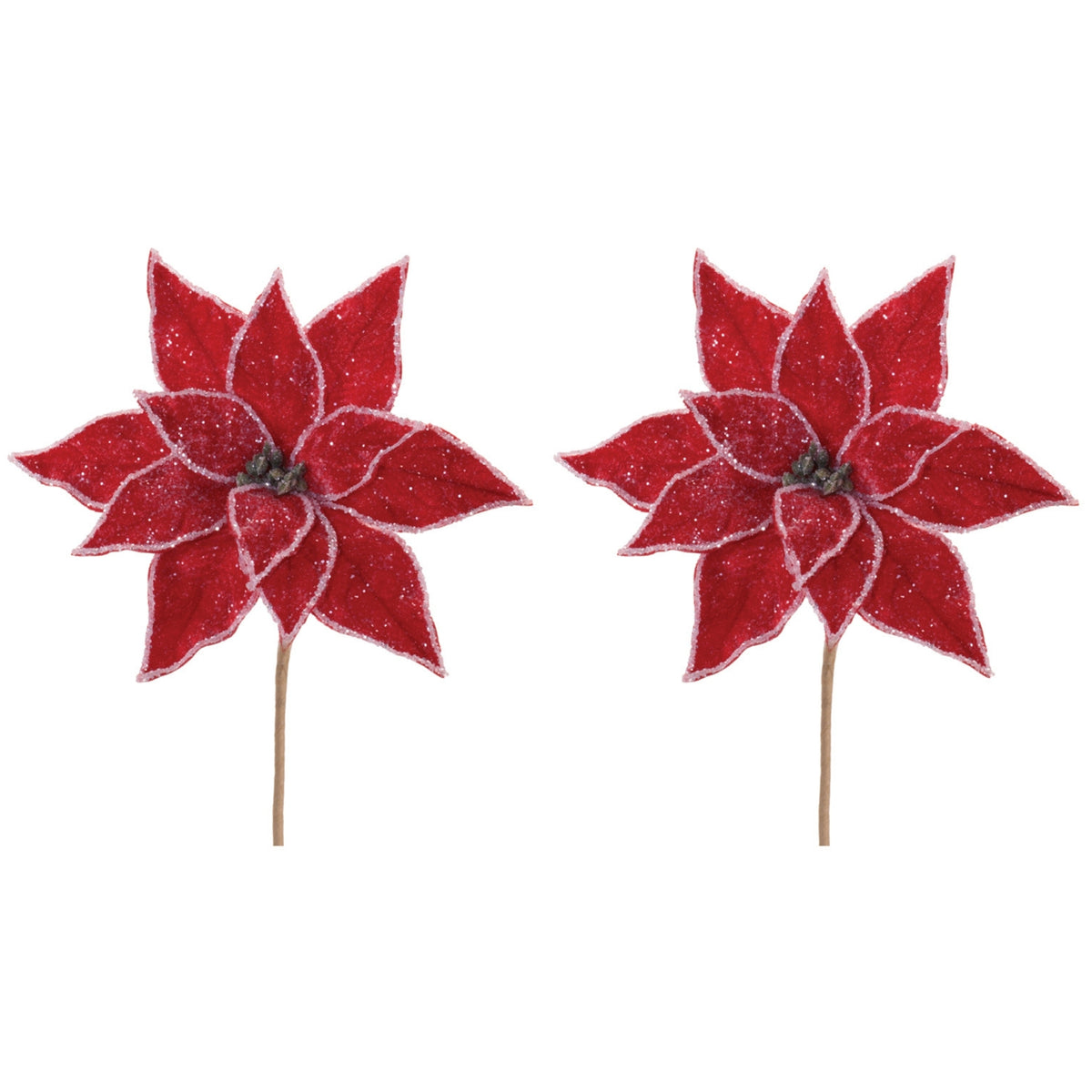 Poinsettia Stem (Set of 2) 22.75”H Polyester -Ship Only