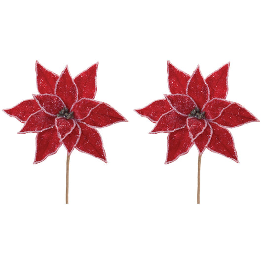 Poinsettia Stem (Set of 2) 22.75”H Polyester -Ship Only