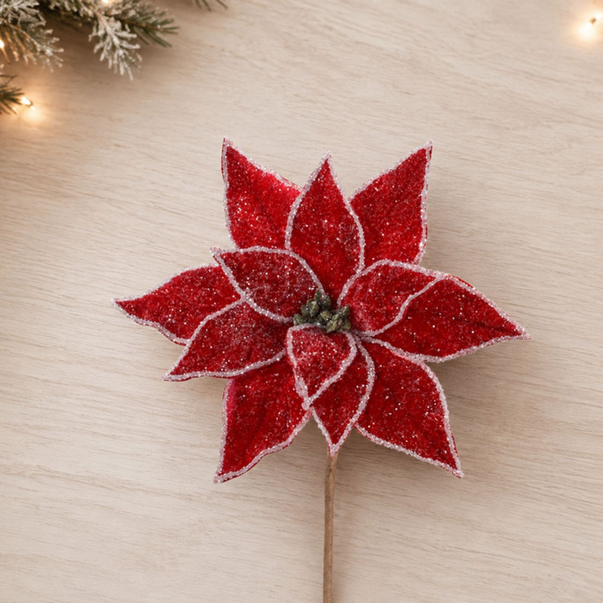 Poinsettia Stem (Set of 2) 22.75”H Polyester -Ship Only