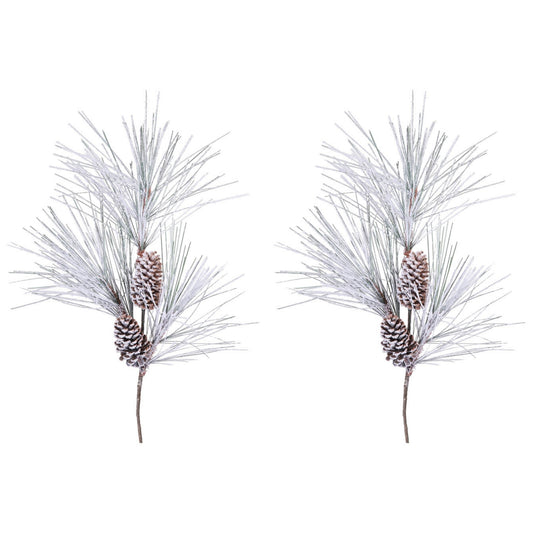 Long Needle Flocked Pine Spray (Set of 2) 45”H PVC -Ship Only