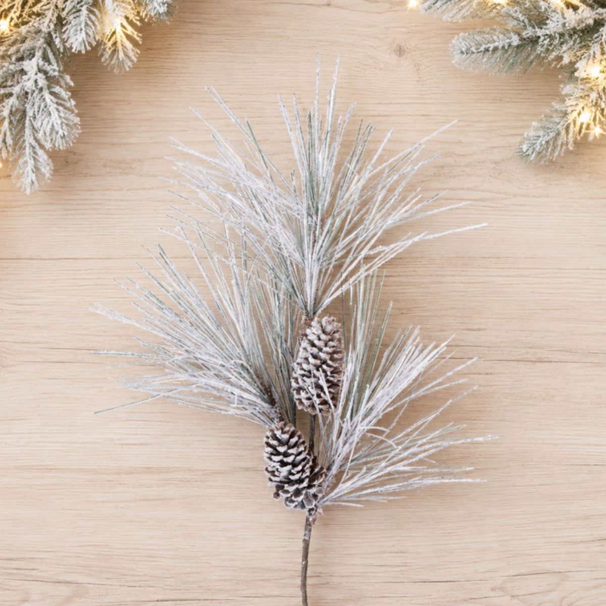 Long Needle Flocked Pine Spray (Set of 2) 45”H PVC -Ship Only