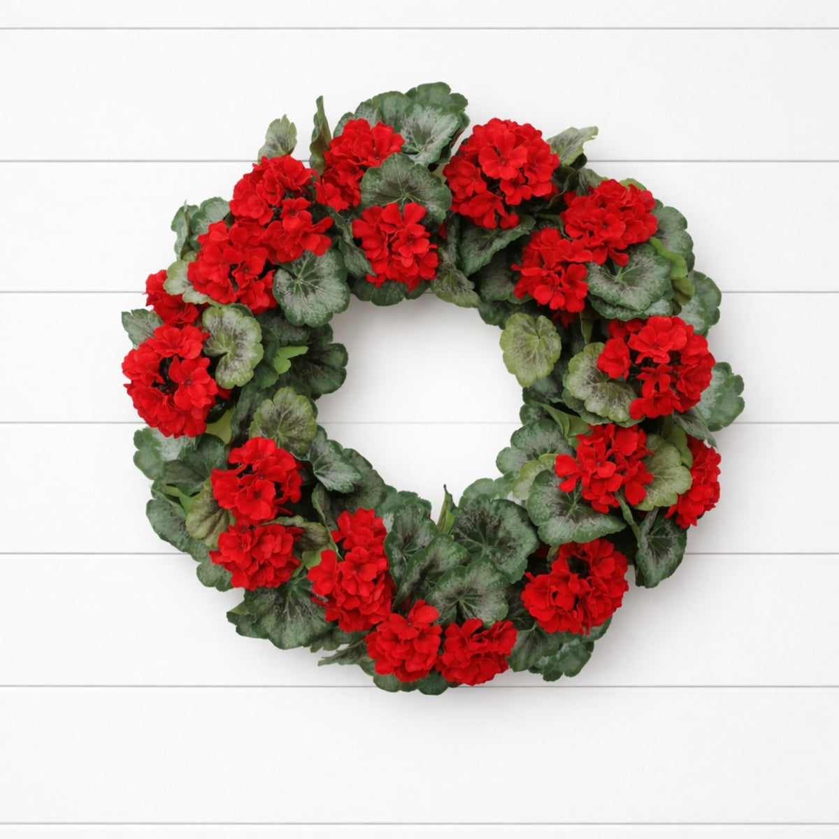 Geranium Wreath 24”D Polyester/Plastic -Ship Only