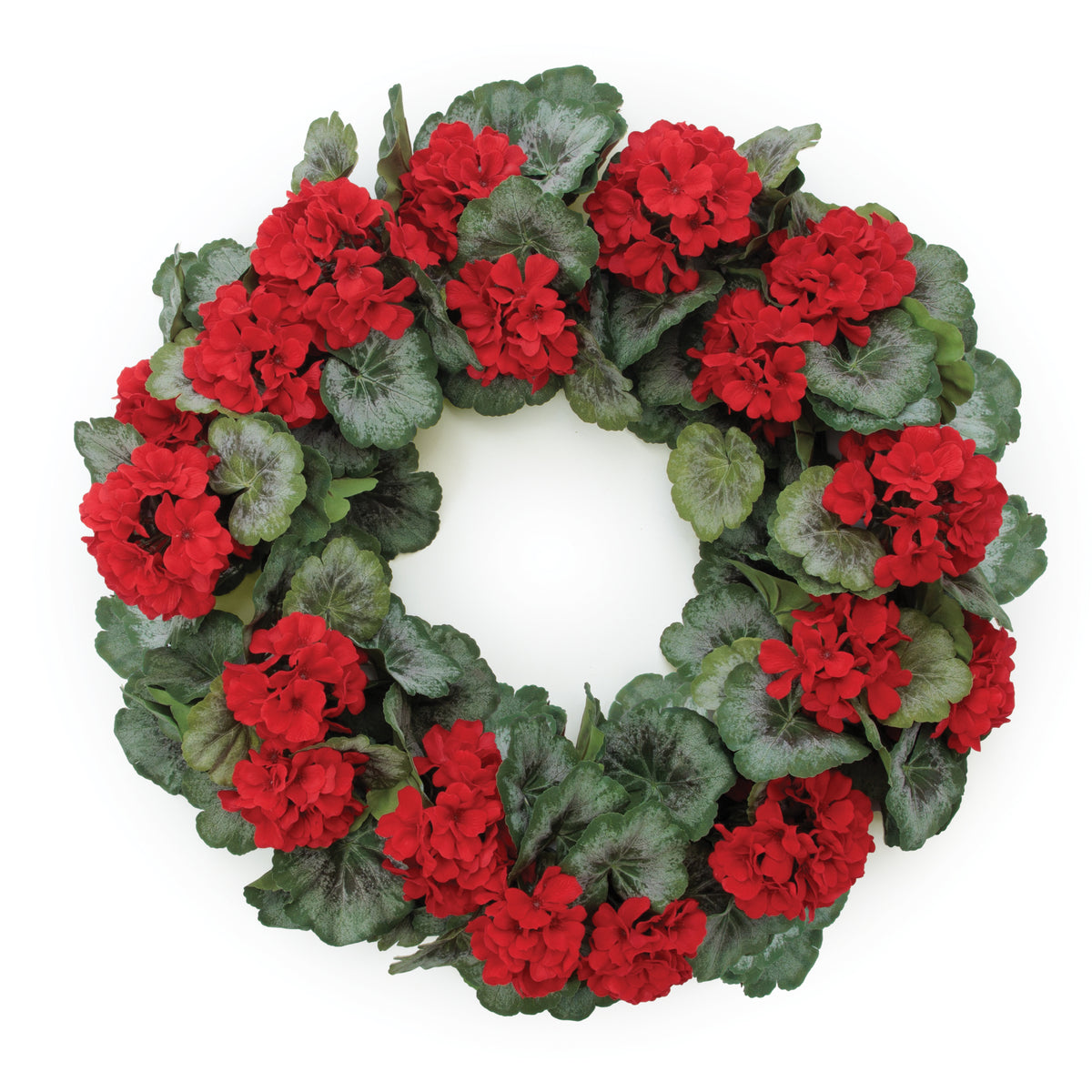 Geranium Wreath 24”D Polyester/Plastic -Ship Only